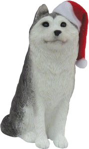 Sandicast Christmas Ornament - Siberian Husky in Santa Hat