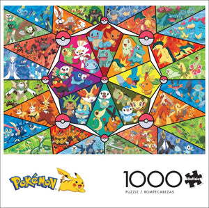 Pokemon Stained Glass Starters 1000pc Puzzle