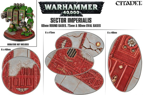 Warhammer 40k Sector Imperialis 60mm Round Bases, 75mm&90mm Oval Bases #66-93