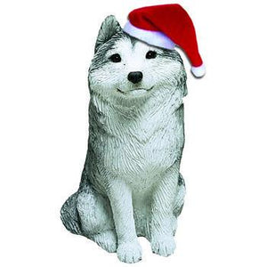 Sandicast Christmas Ornament - Siberian Husky in Santa Hat