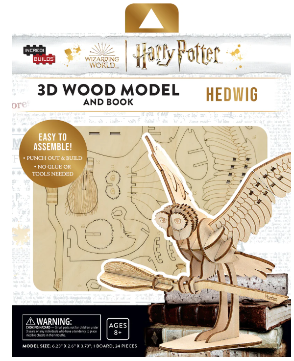 IncrediBuilds Harry Potter 3D Wood Model and Book- Hedwig