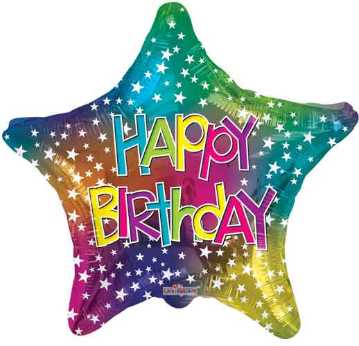 Birthday Star Multicolor Foil Balloon