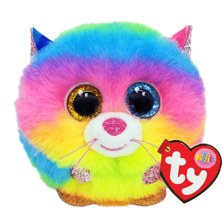 Ty Beanie Ballz Puffies- Gizmo The Rainbow Cat