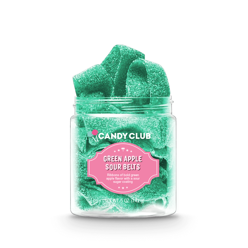 Green Apple Sour Belts Candy Small Jar