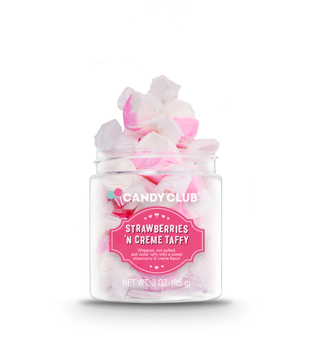 Strawberries and Creme Taffy Candy Small Jar