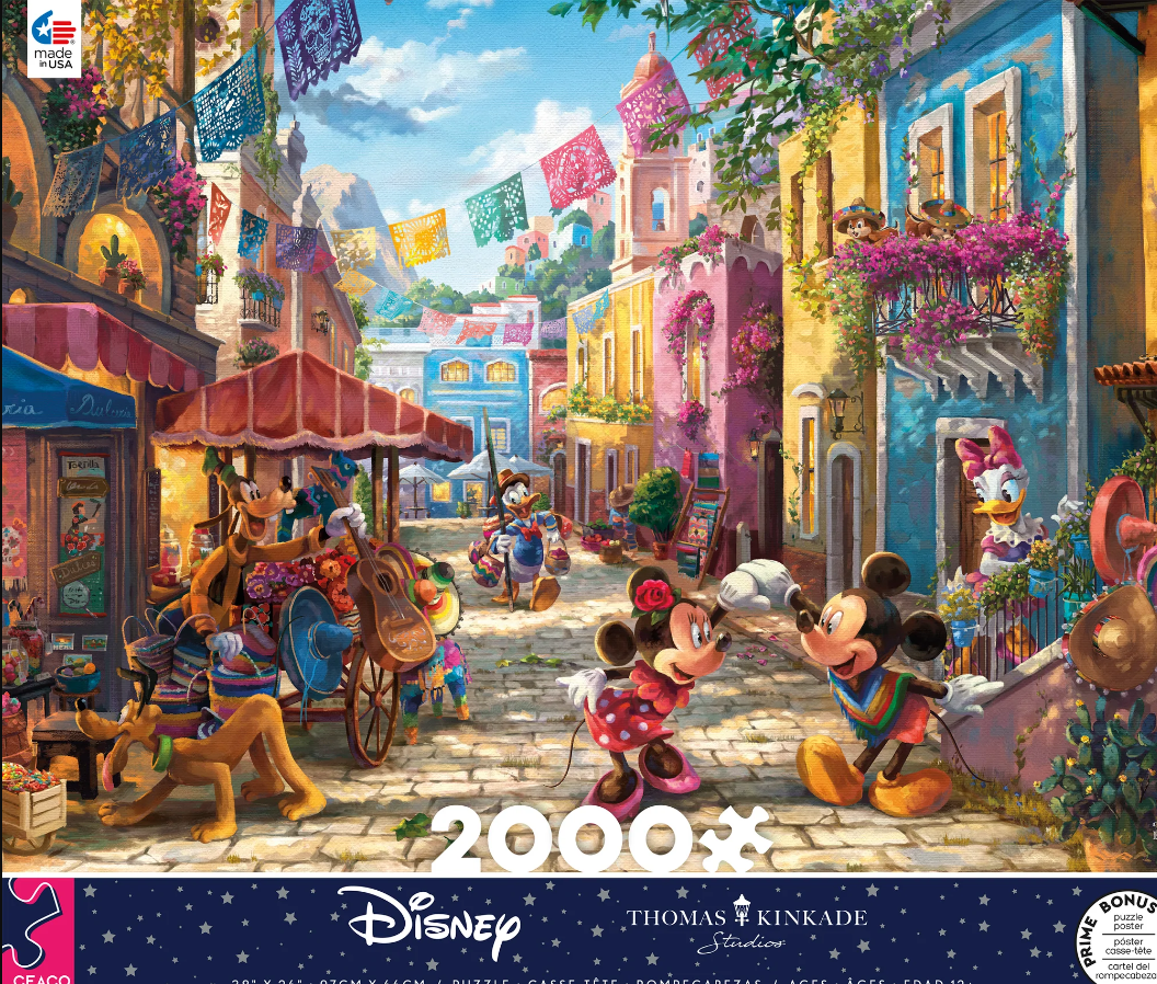 Disney Thomas Kincade Mickey & Minnie in Mexico 2000pc Puzzle