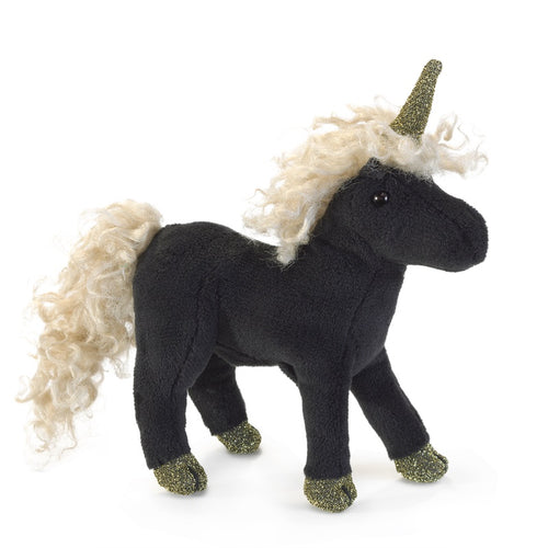 Folkmanis Mini Black Unicorn Finger Puppet