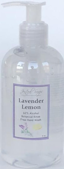 Botanical Rinse Free Hand Gel w/ 62% Alcohol - 8 oz, Car Friendly Bottle / Lavender Lemon