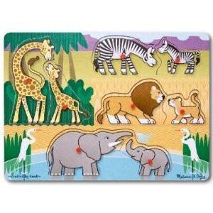 Melissa & Doug Safari Animals Peg Puzzle