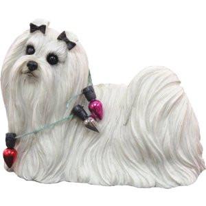 Sandicast Maltese Wearing Holiday Lights Christmas Ornament