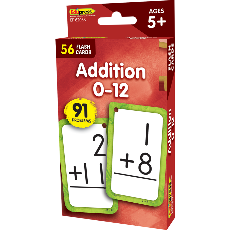 Addition 0-12 Flash Cards