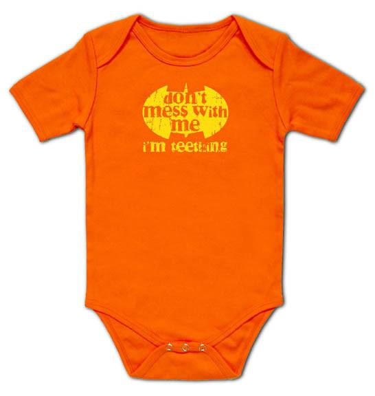 Don't Mess with Me, I'm Teething, Orange Long Sleeve, 0-3M