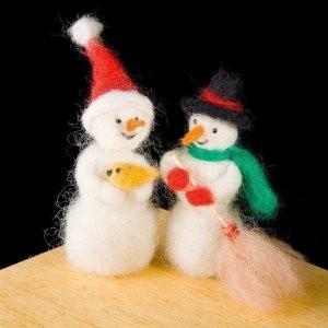 Snowman Wool Needle Felting Craft Kit by WoolPets